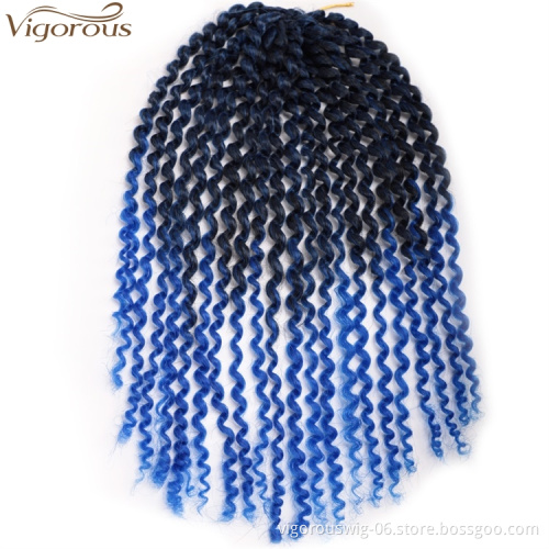 Vigorous 8 inch Ombre Blue  Crochet Braid Marley Braids Synthetic Afro Kinky Jerry Curl Braiding Hair Extensions for Women